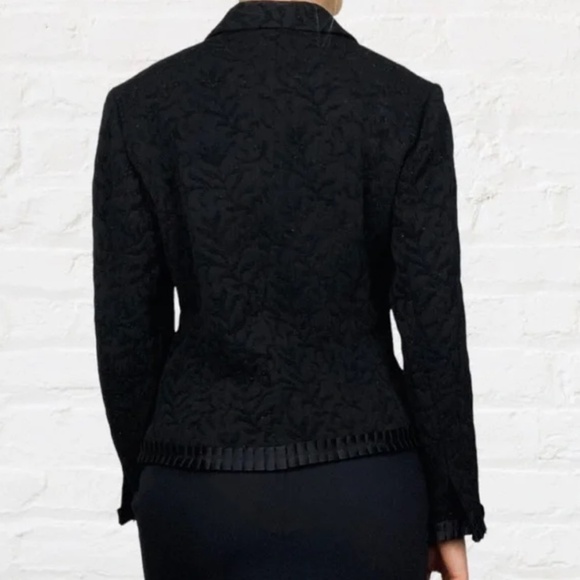 Coldwater Creek Black Brocade Shimmer Embroidered Evening Blazer Jacket - Large - Picture 3 of 13